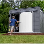 Suncast Modernist 10 ft. x 7 ft. Barn Door Resin Storage Shed - Image 7