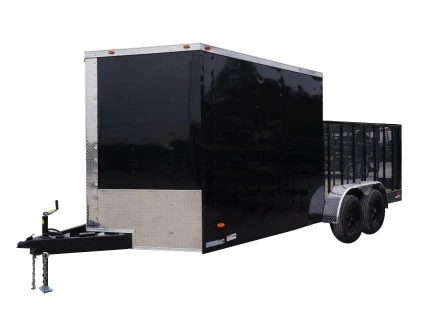 Enclosed Utility Hybrid Trailer 7' X 18' with Side Door- Lawn Mower Equipment Hauler Storage